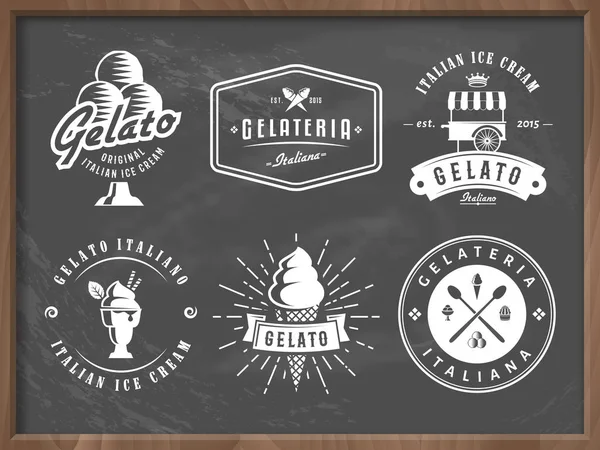 Verzameling van vector gelato-ijs badges. — Stockvector