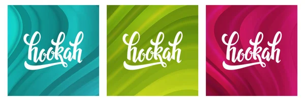 Set Van Handgeschreven Hookah Logo Vector Posters Met Handgetekende Haaktypografie — Stockvector