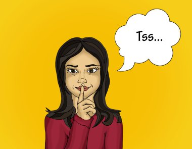 Kız jest onun parmağı dudaklarına basarak Shhh gösterir.