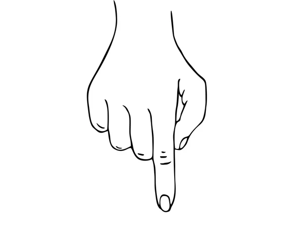 El dedo índice aparece hacia abajo. Ilustración de las manos aisladas — Foto de Stock