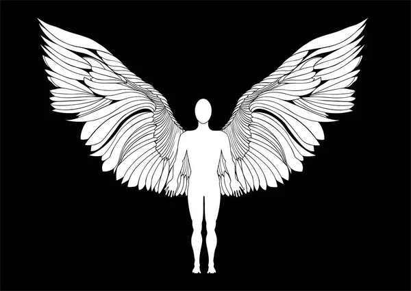 Figura de un ángel sobre fondo negro — Vector de stock