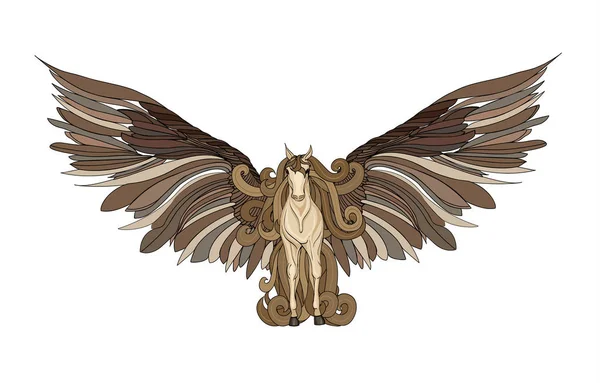 Krásný kůň s hřívou a křídla. Pegasus. Vektorové ilustrace — Stockový vektor