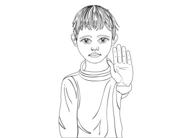 Kızgın ve mutsuz bir çocuk el işaret yeterince gösteren. Kadına yönelik şiddet