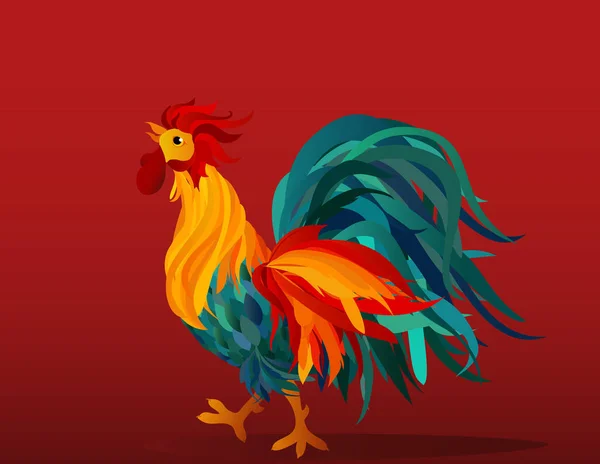 Coq. Vecteur. Arc-en-ciel coloré. Symbole 2017. Cockerel isolé — Image vectorielle