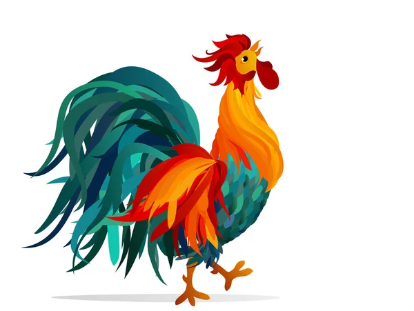 Coq. Vecteur. Arc-en-ciel coloré. Symbole 2017. Cockerel isolé — Image vectorielle