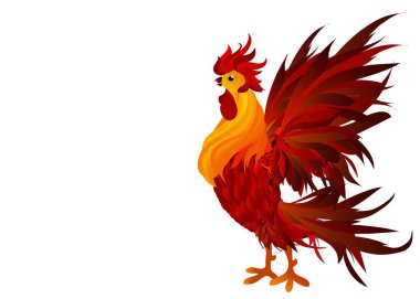 Horoz. Vektör. Kırmızı. Sembol 2017. İzole horoz