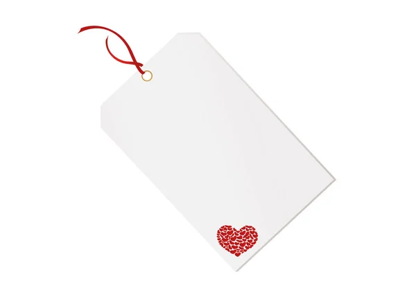 Geschenkenkaart gekoppeld met een rood hart. Vector. Aftelkalender voor Valentijnsdag. — Stockvector
