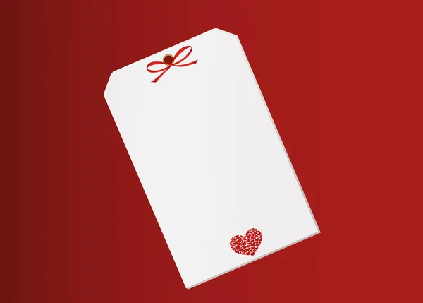 Κάρτα δώρου δεμένο με μια κόκκινη καρδιά. Διάνυσμα. Ημέρα του Αγίου Βαλεντίνου. — Διανυσματικό Αρχείο