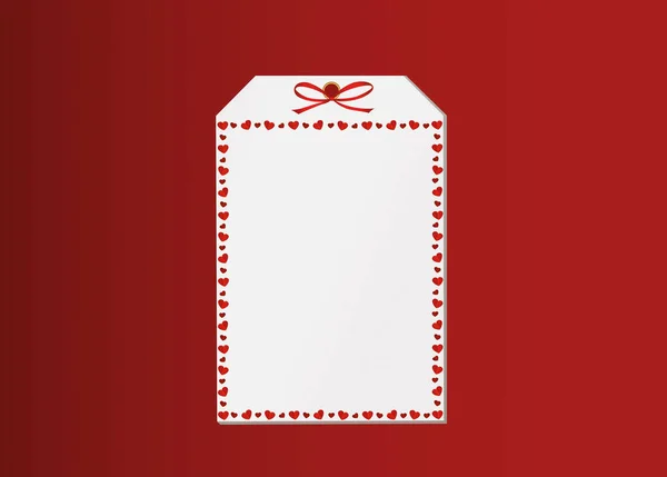 Tarjeta de regalo atada con un corazón rojo en un camino. Vector. San Valentín — Vector de stock