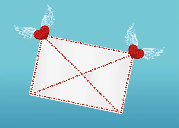 Gesloten envelop gesleept hart met vleugels. Aftelkalender voor Valentijnsdag. — Stockvector