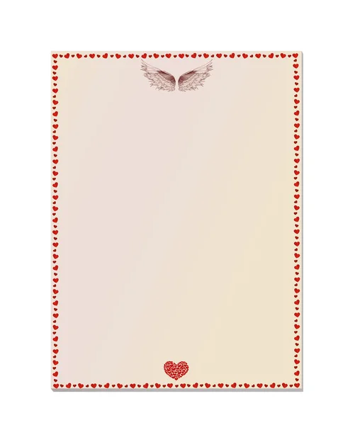 Άδειο κενό με καρδιές και φτερά. Εορταστική κάρτα. Ημέρα του Αγίου Βαλεντίνου — Διανυσματικό Αρχείο