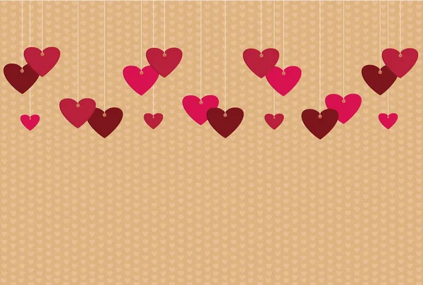 Cuori rossi con un'immagine appesa a una corda. San Valentino . — Vettoriale Stock