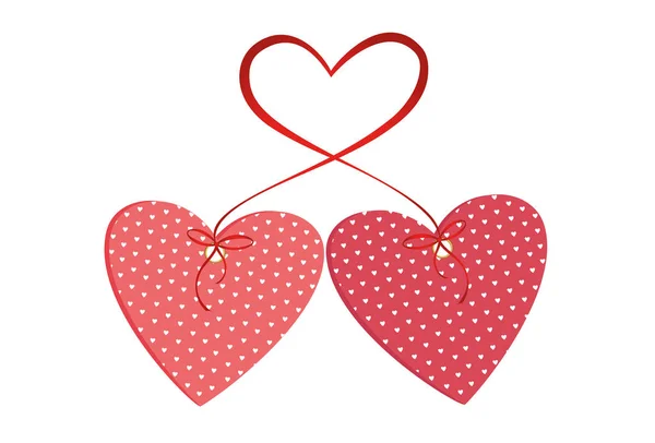 Hermoso corazón decorativo hecho de papel conectado por una cinta — Vector de stock