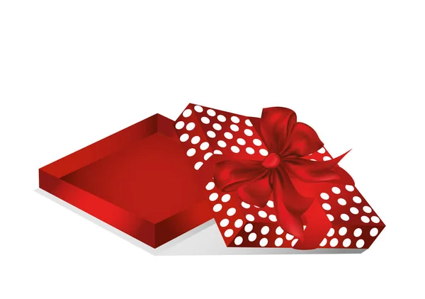 Abre la caja roja de regalo vacía. Día de San Valentín. Tarjeta de felicitación . — Vector de stock