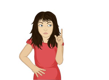 Yeni bir fikir el işaret parmağı kız ciddi düşündüm