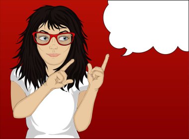 Küçük hevesli kız gülümseyerek ve başparmak gösteren gözlük. 