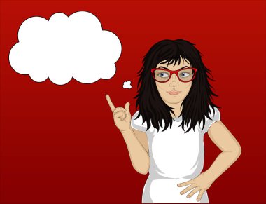 Küçük hevesli kız gülümseyerek ve başparmak gösteren gözlük