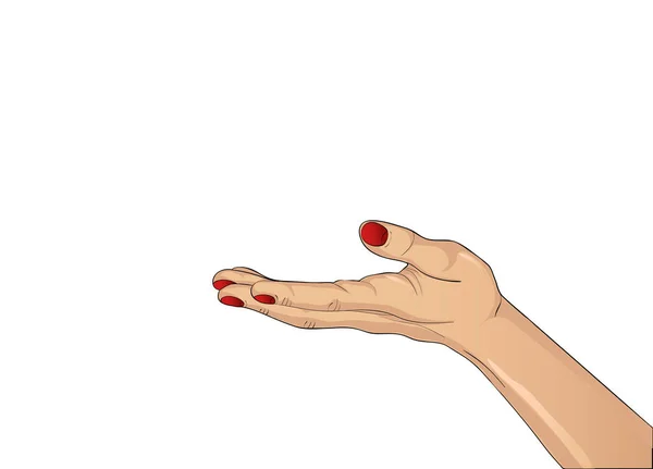 Gebaar open palm. Hand geeft of ontvangt. Vectorillustratie — Stockvector