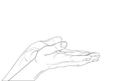Jest açık avuç içi. İki el veren ya da alır. Kontur grafiği 