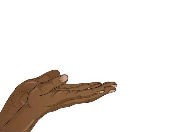 Open handpalmen gebaar. Twee zwarte Hand geeft of ontvangt. Vector — Stockvector