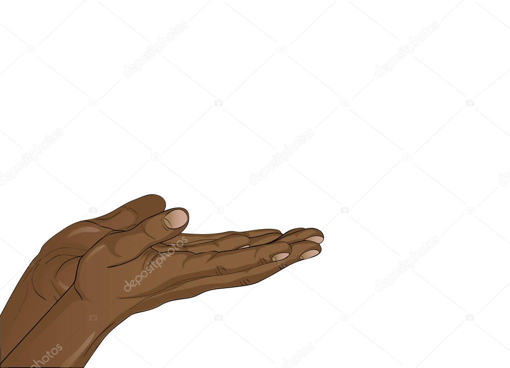 Gesture open palms. Two black Hand gives or receives. Vector 