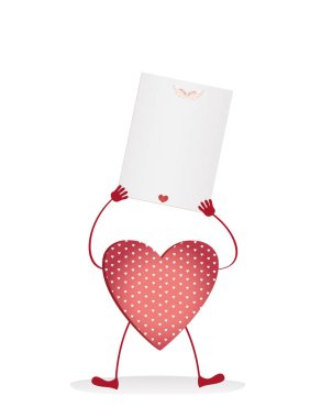 Bacakları ve boş boş sayfa tutan eller ile kırmızı kalp 