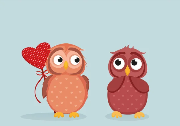 Owlet Niño lindo quiere dar corazón al regalo del día de San Valentín — Vector de stock