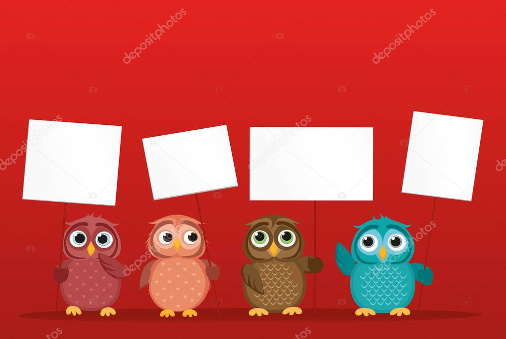 Lovely multicolored owlet keep empty pages and blank 