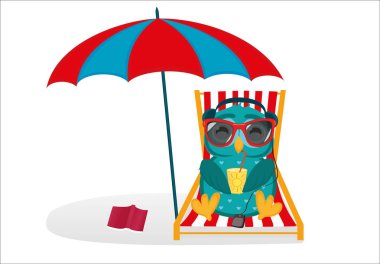 Güneş gözlüğü aşağı yalan ve rahatlatıcı tatil sevimli baykuşlar 