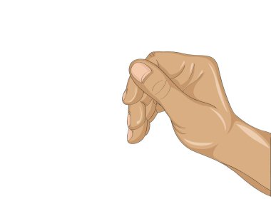 Bir parmak görünmez bir şey tutan el. Boş alan 