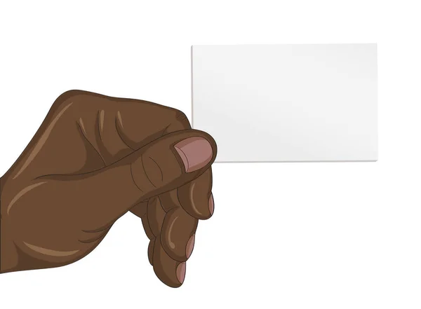 Menschliche schwarze Hand Mann Visitenkarte mit den Fingern. Leerer Raum — Stockvektor