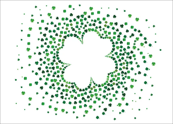 Clover tomma utrymmet i centrum. Sammansättningen av grön fyra-blad. St. Patricks Day. Gratulationskort. Vektor — Stock vektor