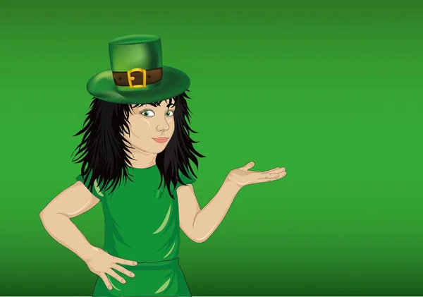 Klein meisje in de nationale kostuum voor St. Patrick's Day — Stockvector