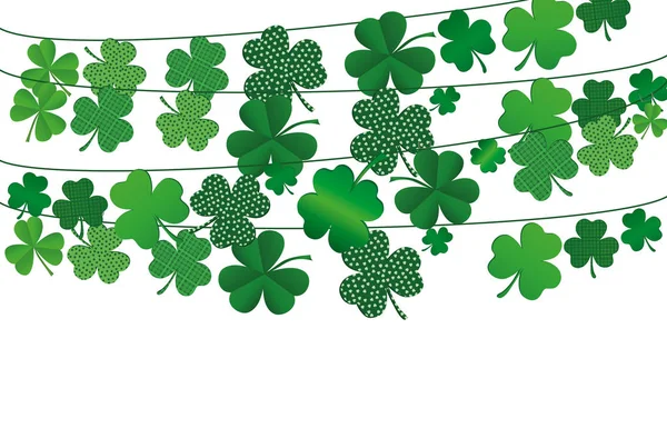 Πράσινο εορταστική υφάσματος με το τριφύλλι. Ιρλανδική διακοπές - Happy Πατρικίου — Διανυσματικό Αρχείο