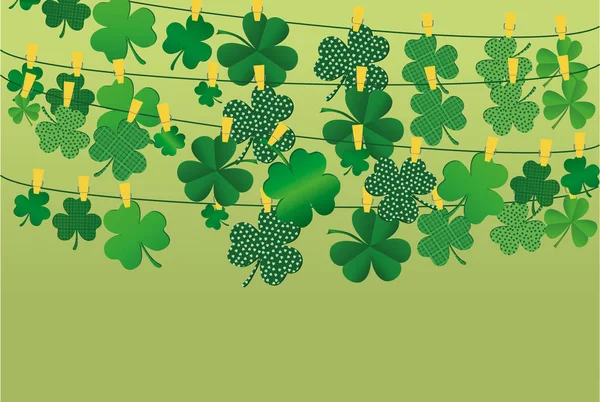 Festivais verdes com trevo. Feriado irlandês - Happy Patrick 's Day —  Vetores de Stock