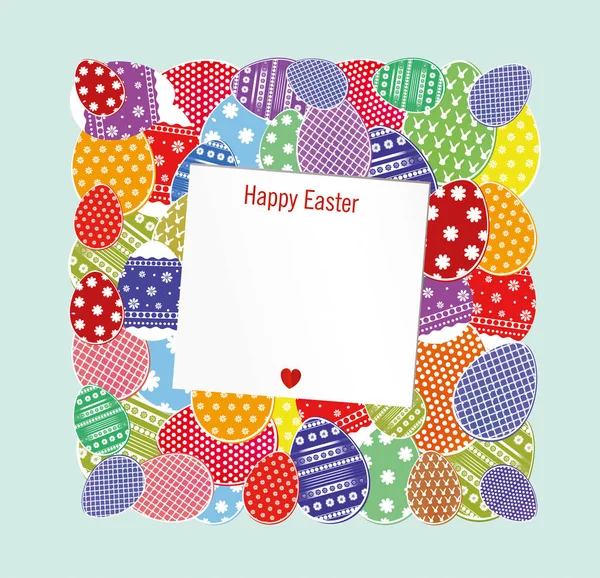 Easter eggs with a pattern in the shape of an square. Greeting card — Stock Vector