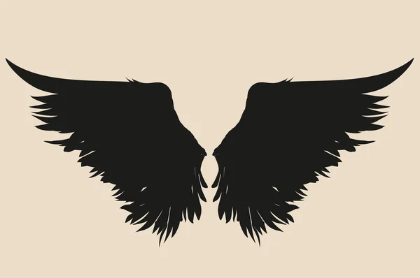 Des ailes. Illustration vectorielle. Silhouette. Style noir et blanc — Image vectorielle