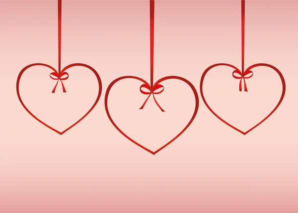 Een lint in de vorm van een hart. Rode boog. Wenskaart of uitnodiging — Stockvector