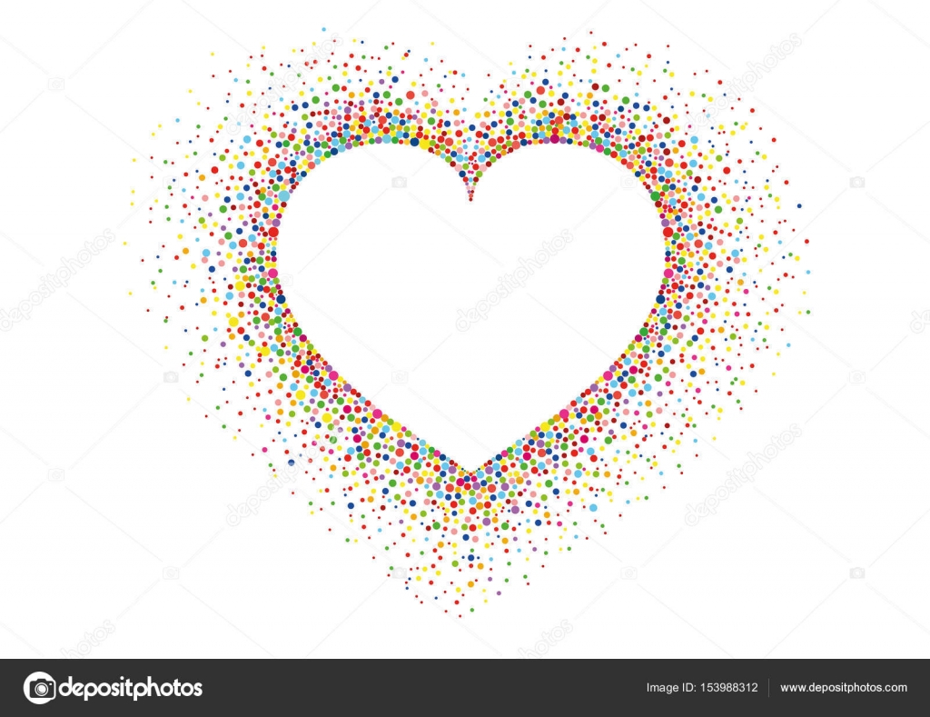 Confetti color arcobaleno multicolore a forma di un cuore Vector — Vettoriale Stock