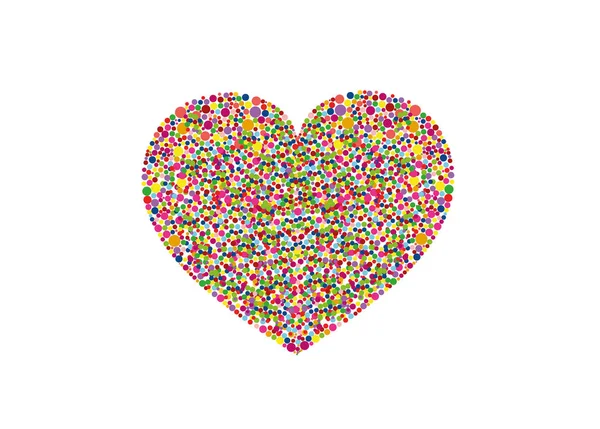 Confetti multicolore arcobaleno a forma di cuore. Vettore . — Vettoriale Stock