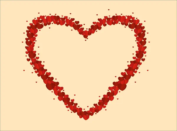Die Zusammensetzung der roten Herzen. Valentinstag. Grußkarte. — Stockvektor