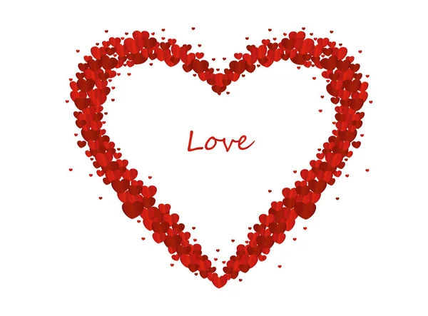 Die Zusammensetzung der roten Herzen. Valentinstag. Grußkarte. — Stockvektor