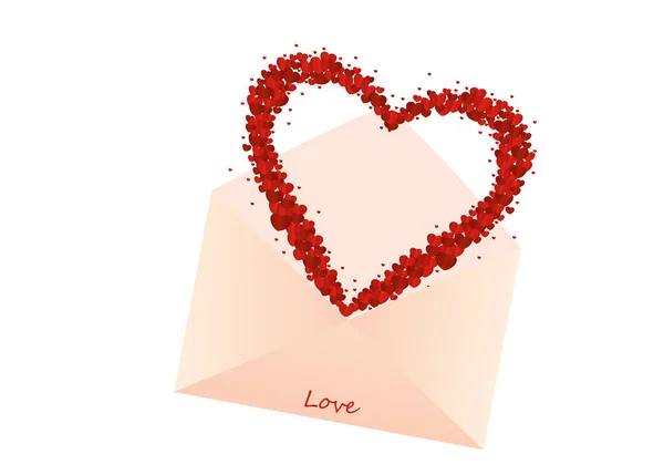 Des confettis en forme de cœur sortent de l'enveloppe . — Image vectorielle