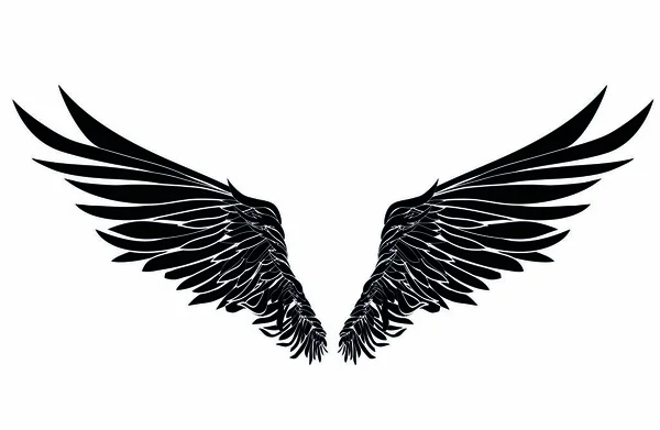 Des ailes. Illustration vectorielle sur fond blanc. Noir et blanc — Image vectorielle