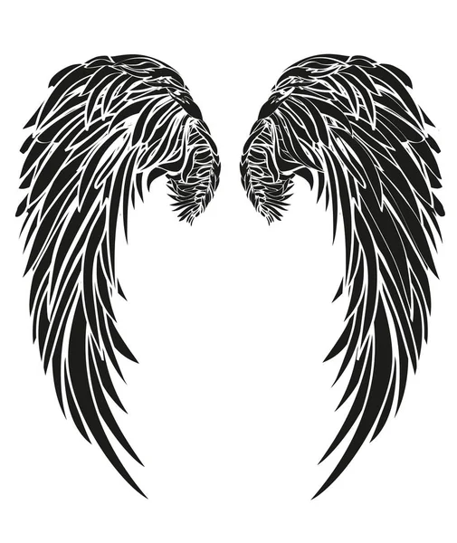 Des ailes. Illustration vectorielle sur fond blanc. Noir et blanc — Image vectorielle