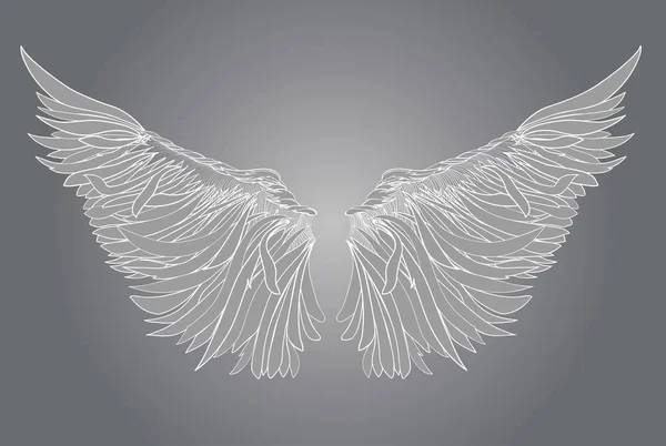 Vleugels. Vectorillustratie op witte achtergrond. Zwart-wit — Stockvector