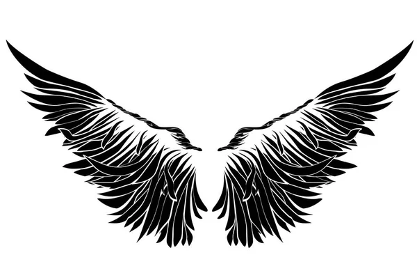 Φτερά. Εικονογράφηση διάνυσμα σε άσπρο φόντο. Μαύρο και άσπρο — Διανυσματικό Αρχείο