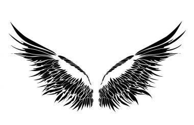 Kanatlar. Beyaz arka plan üzerinde vektör çizim. Siyah ve beyaz stili