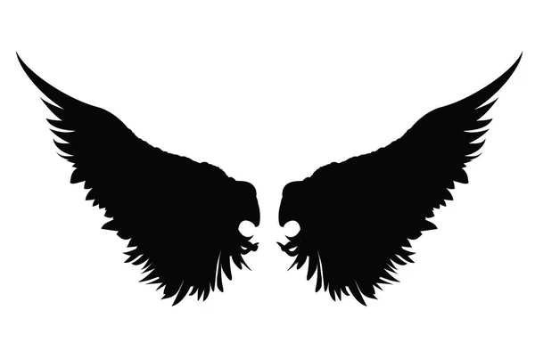 Des ailes. Illustration vectorielle sur fond blanc. Style noir et blanc — Image vectorielle