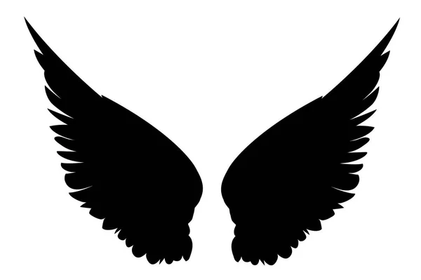 翼。白の背景にベクトル イラスト。黒と白 — ストックベクタ